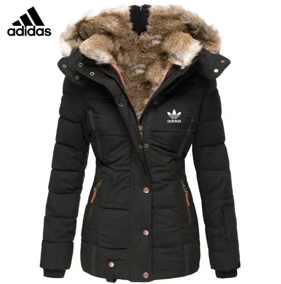 Adidas| Damenjacke mit Fell, Größe 25