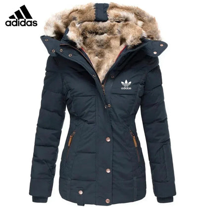 Adidas| Damenjacke mit Fell, Größe 25
